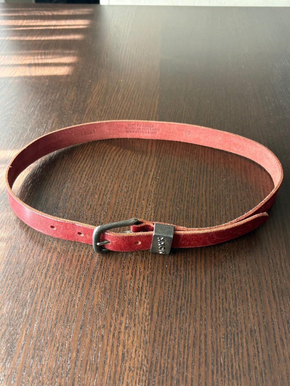 Mexx Red Genuine Leather Belt Sz70/28, Made in Holland Vintage Casual Belt